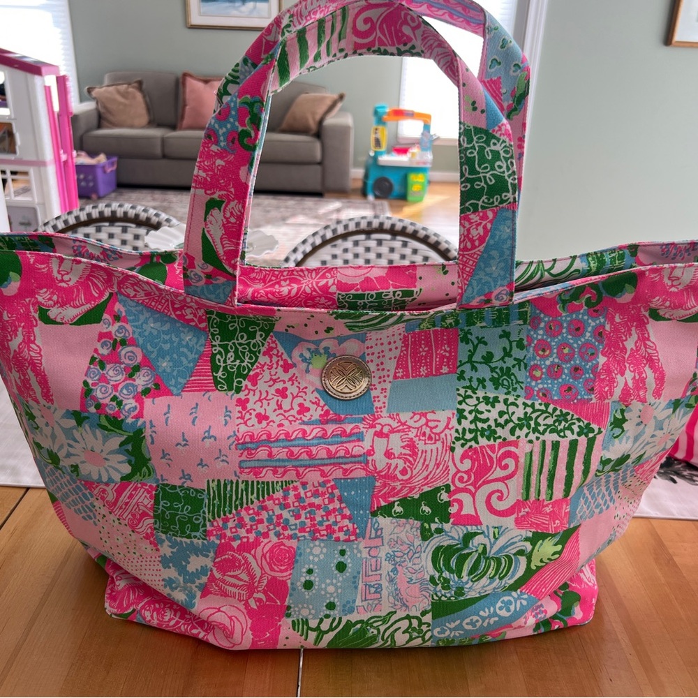 NWT Lilly Pulitzer Pool Tote Multi Crazy Quilt Extra Large